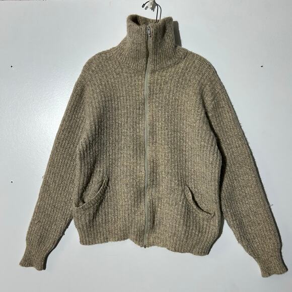 Vintage Winona Knits Full Zip Tan Chunky Cable Knit Sweater Women’s Size 2XL - Picture 1 of 8